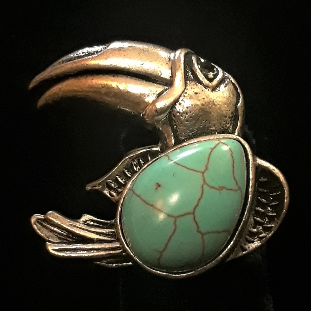 Large Silver Plated Tucan Fashion Statement Ring